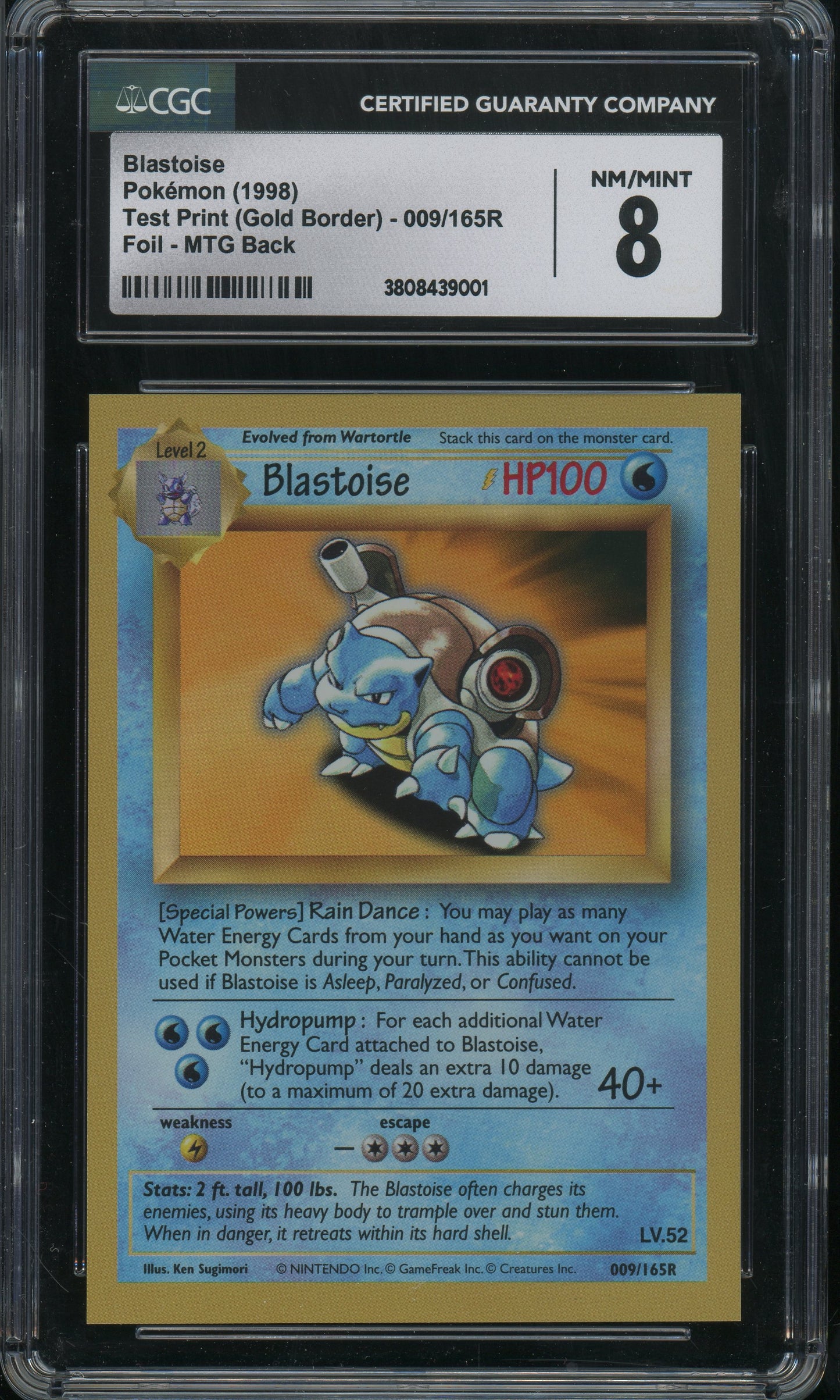 Blastoise - Test Print CGC 8 - 3808439001
