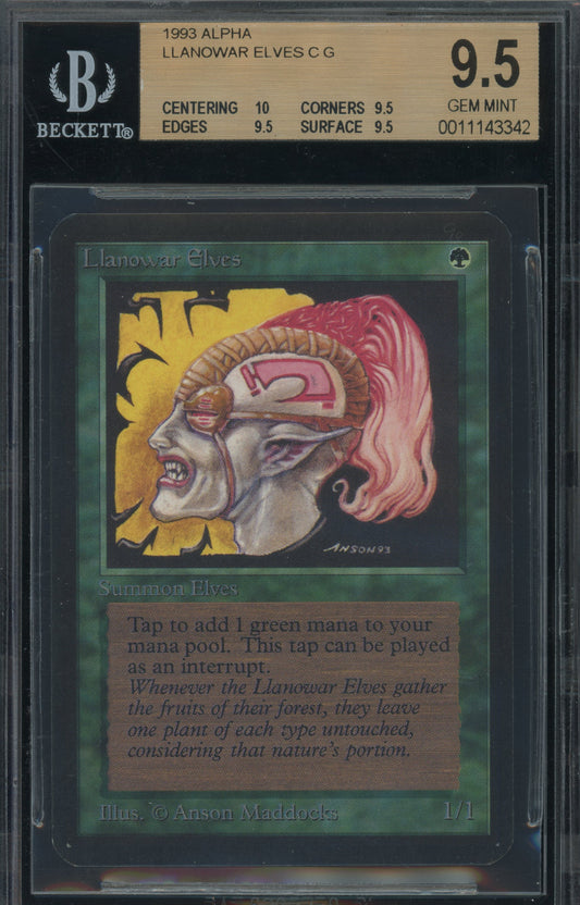 Llanowar Elves - Alpha BGS 9.5 Quad+ - 11143342